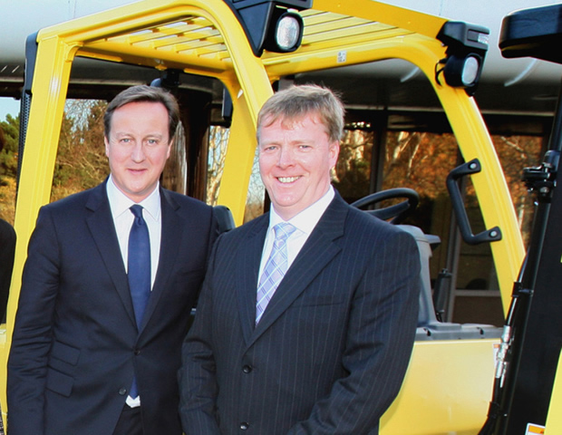 Alan Little with British Prime Minister outside NMHG Factory Craigavon