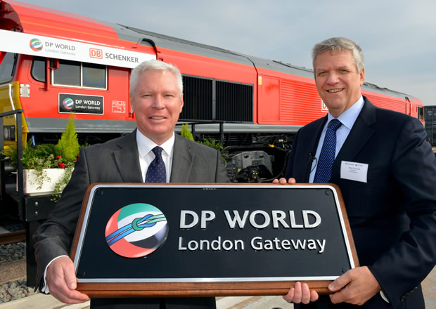 Simon Moore CEO London Gateway and Alain Thauvette Chairman DB Schenker Rail UK 01.10.13